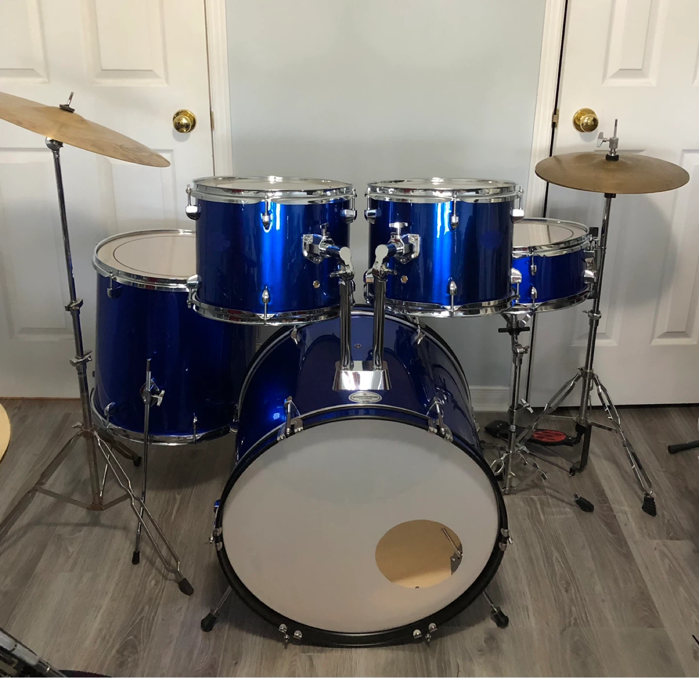 Royal blue drum set + brand new heads!