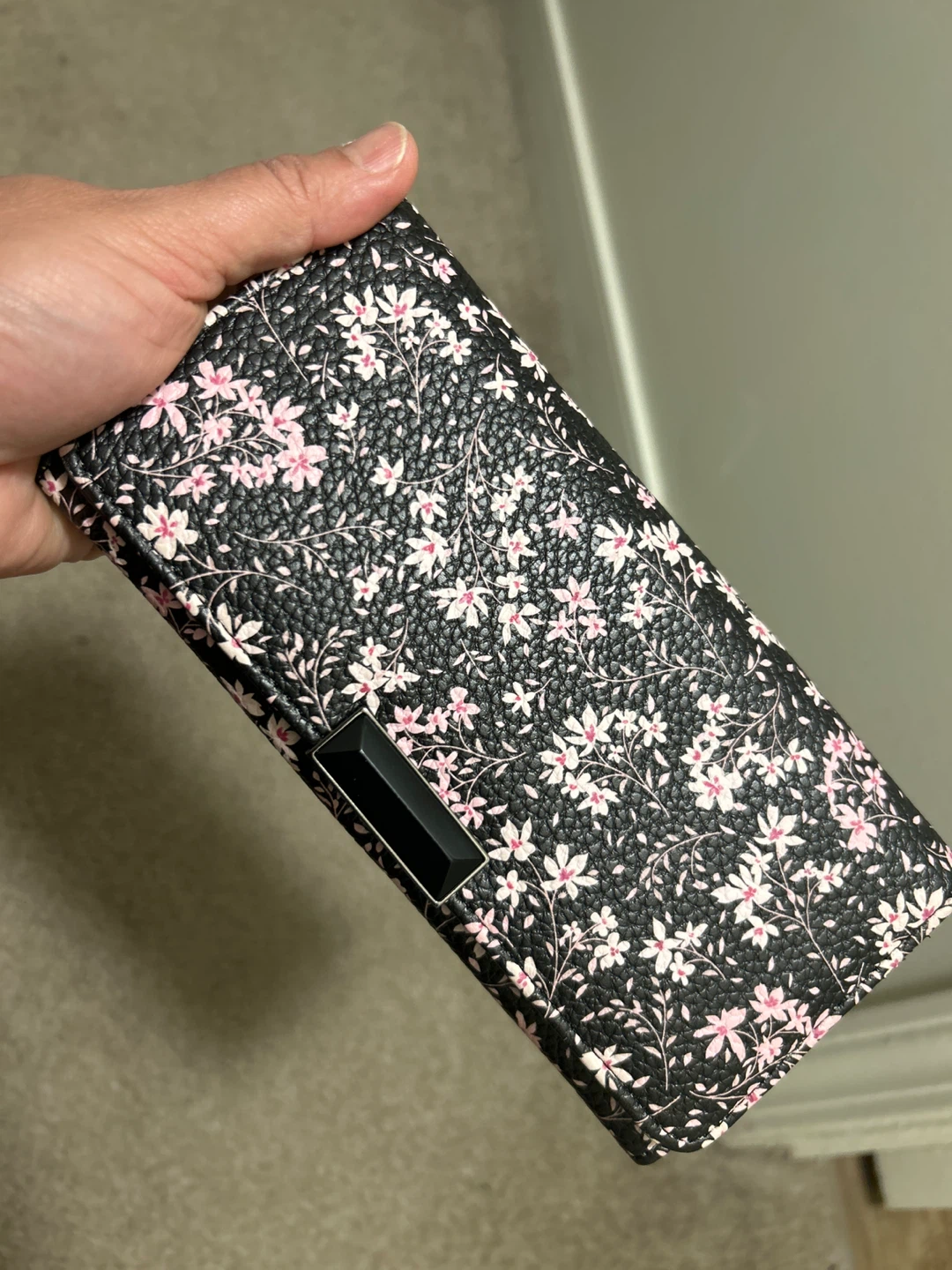 Black floral wallet