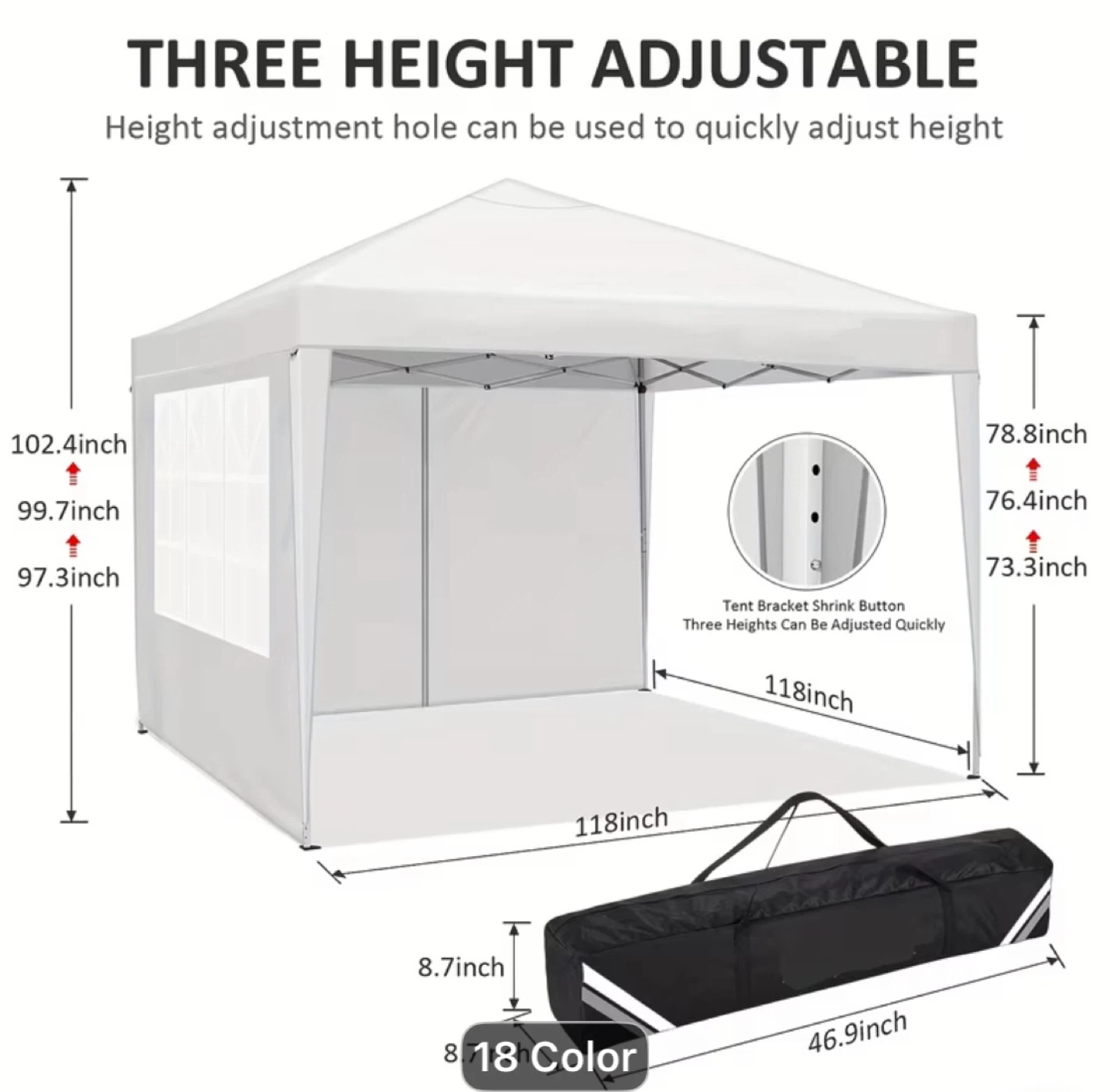 White Canopy Tent with Sidewalls - 10x10ft - photo 5