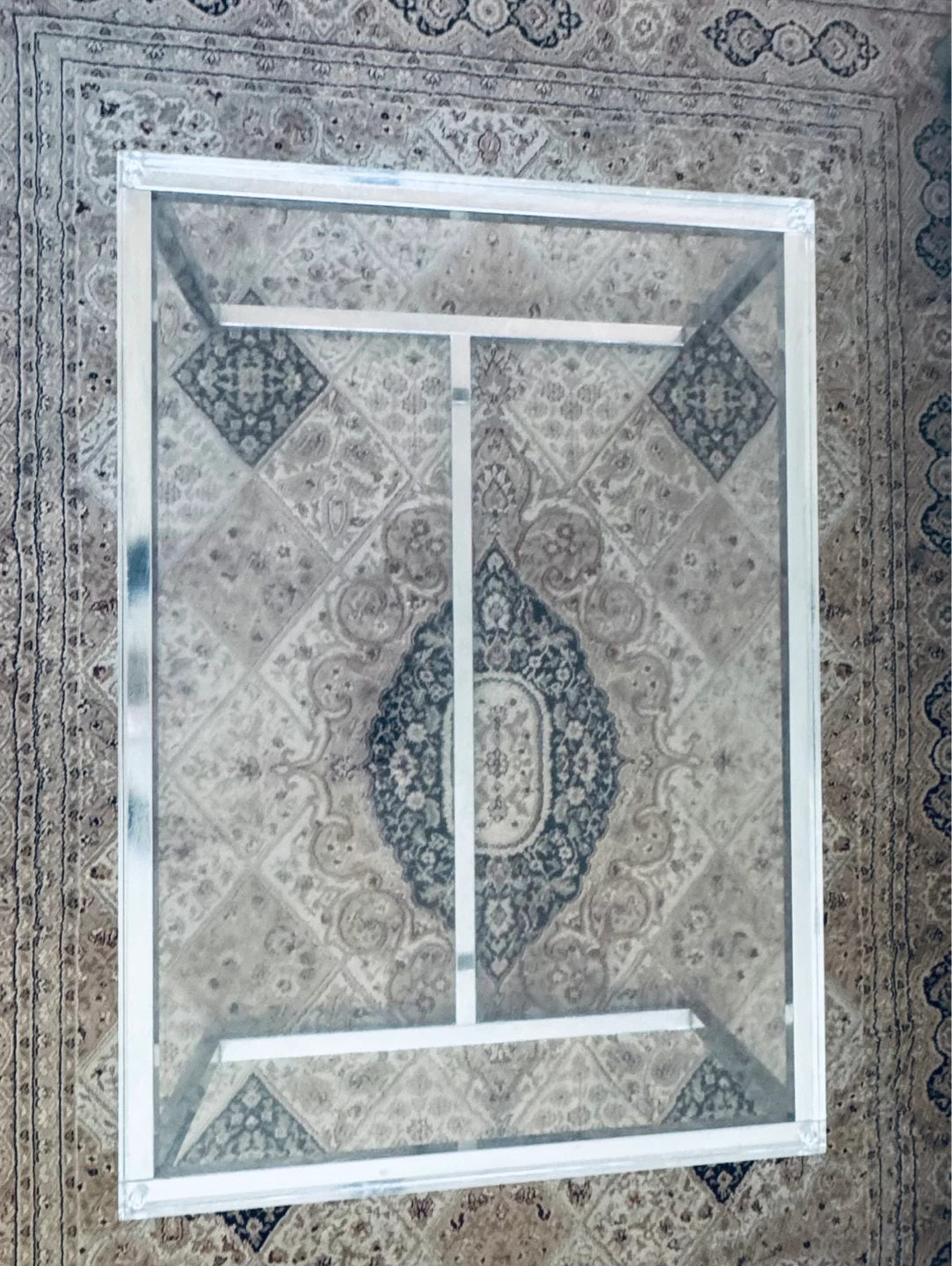 Fibre Glass Top Coffee Table with Metal Frame