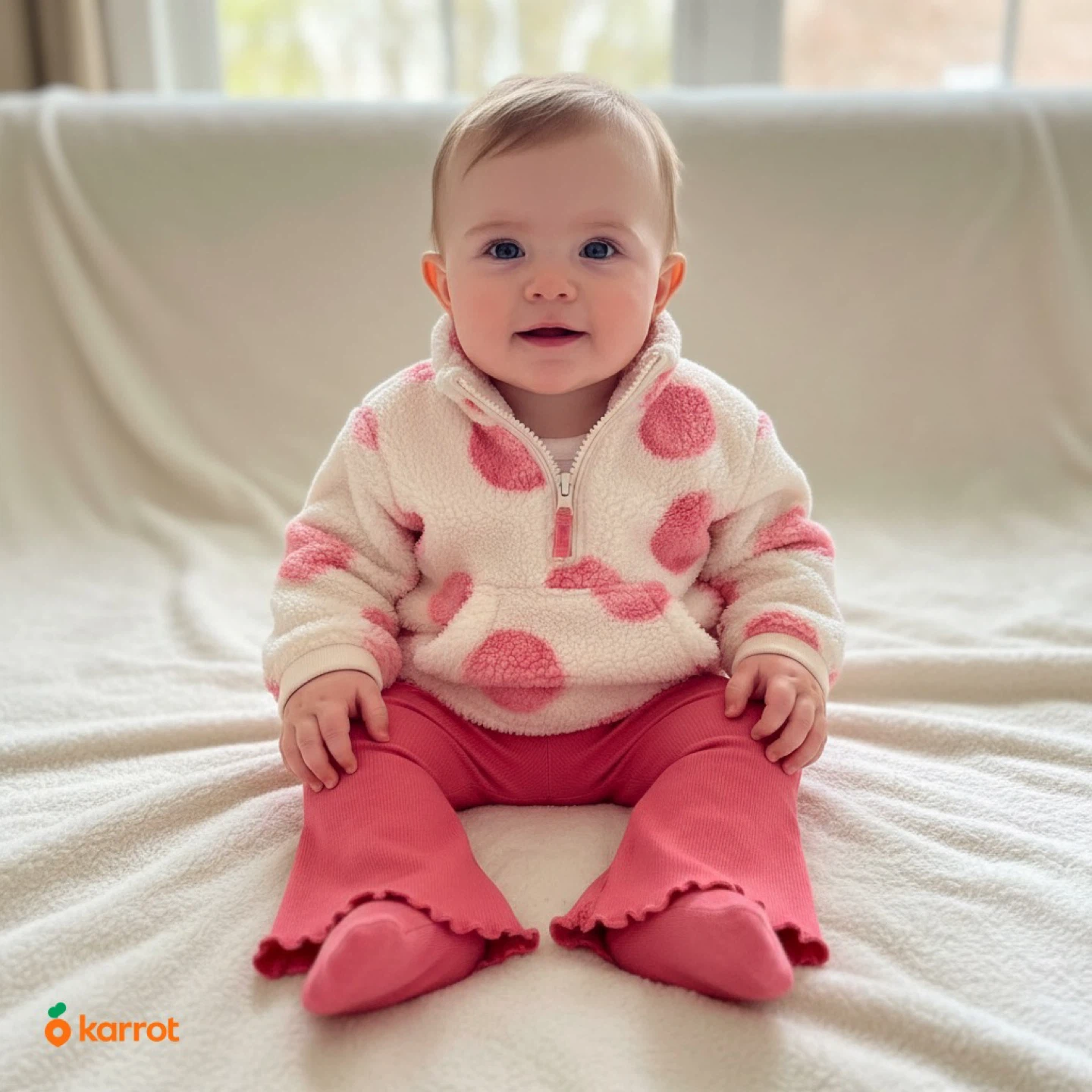 Carter's Baby Girl Fuzzy Polka Dot Jacket & Leggings Set