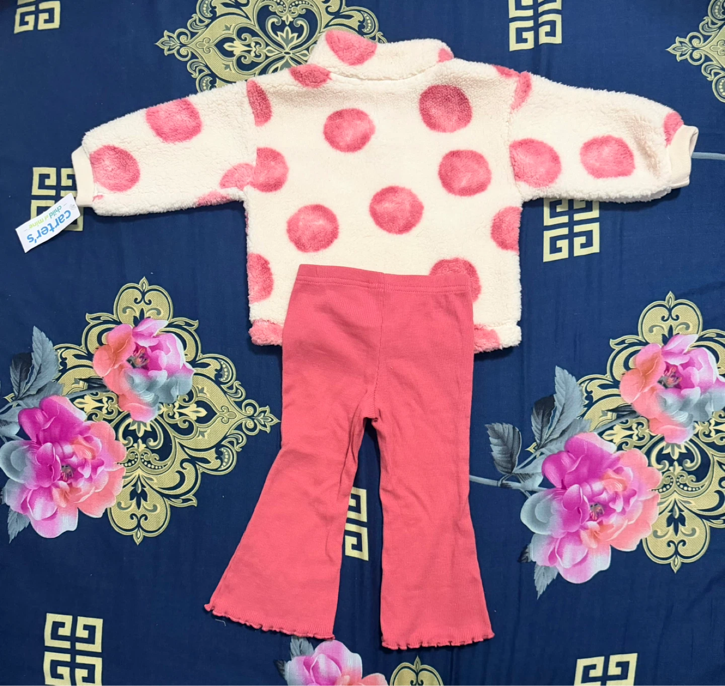 Carter's Baby Girl Fuzzy Polka Dot Jacket & Leggings Set - photo 3