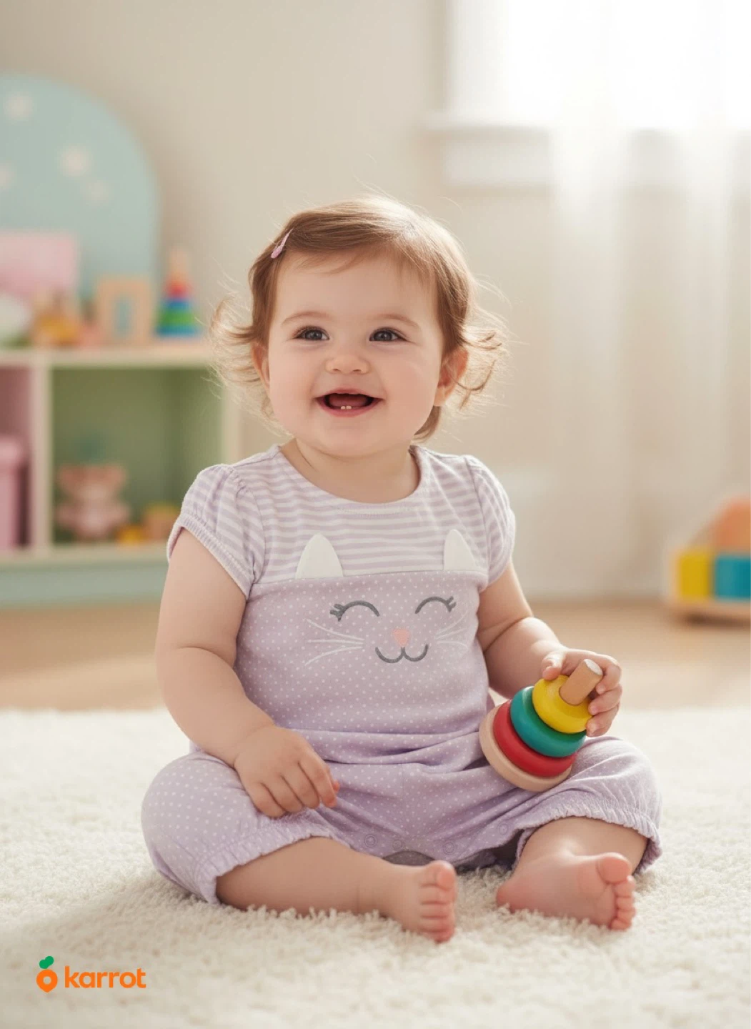 Baby Girl Romper Cat Design