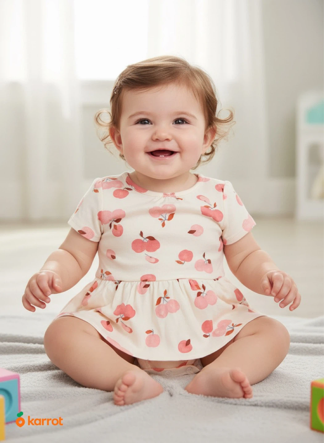 Carter's Baby Girls Peach Print Romper Dress