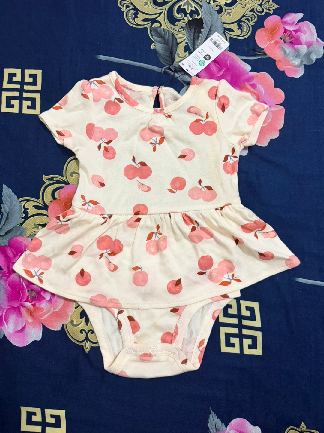 Carter's Baby Girls Peach Print Romper Dress - photo 2