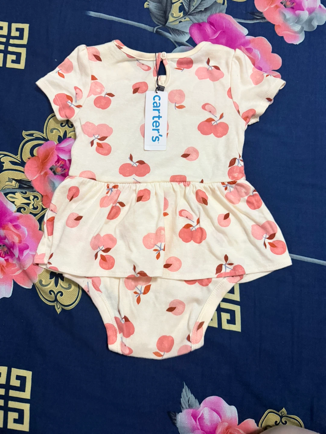 Carter's Baby Girls Peach Print Romper Dress - photo 3