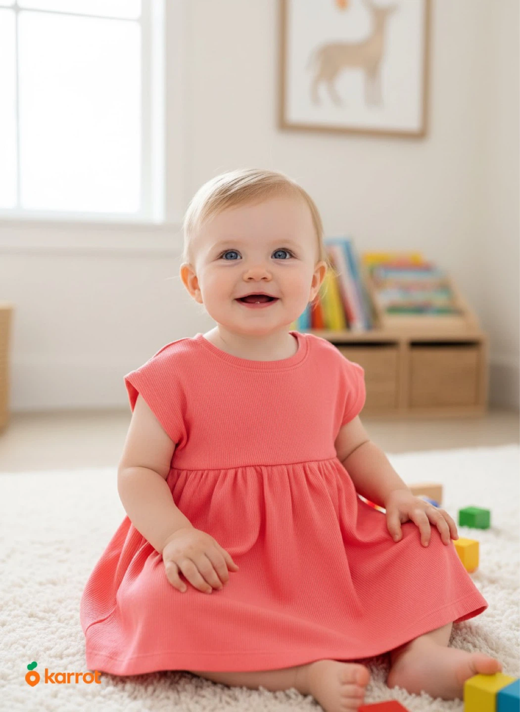 Kids Coral Ribbed Dress