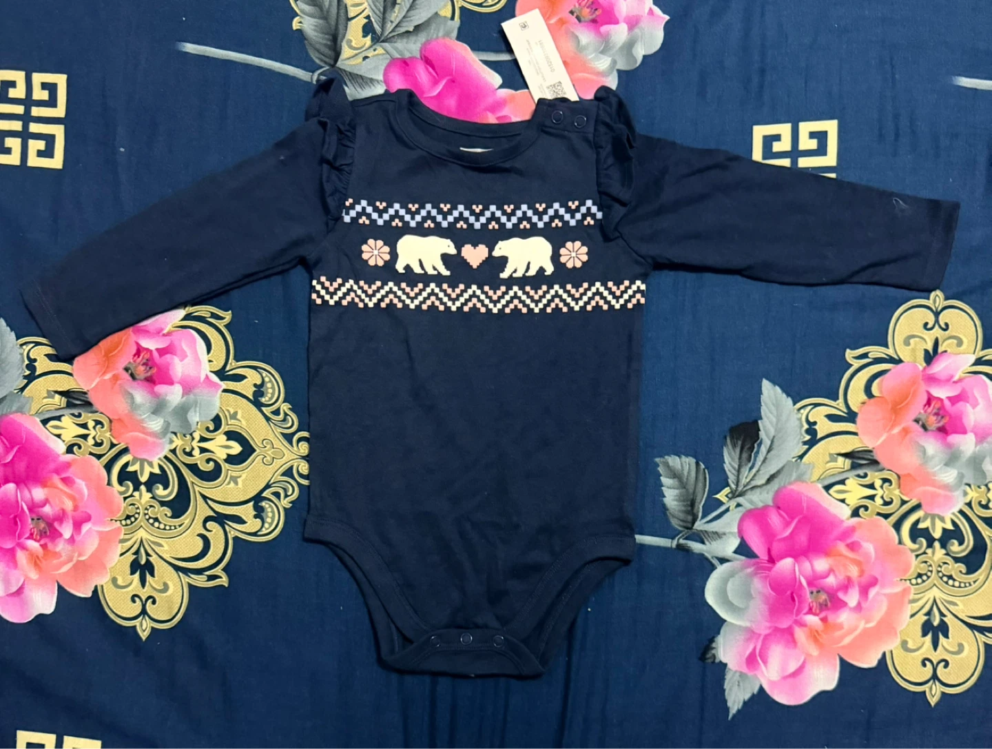 Baby Girl's Navy Long Sleeve Bodysuit