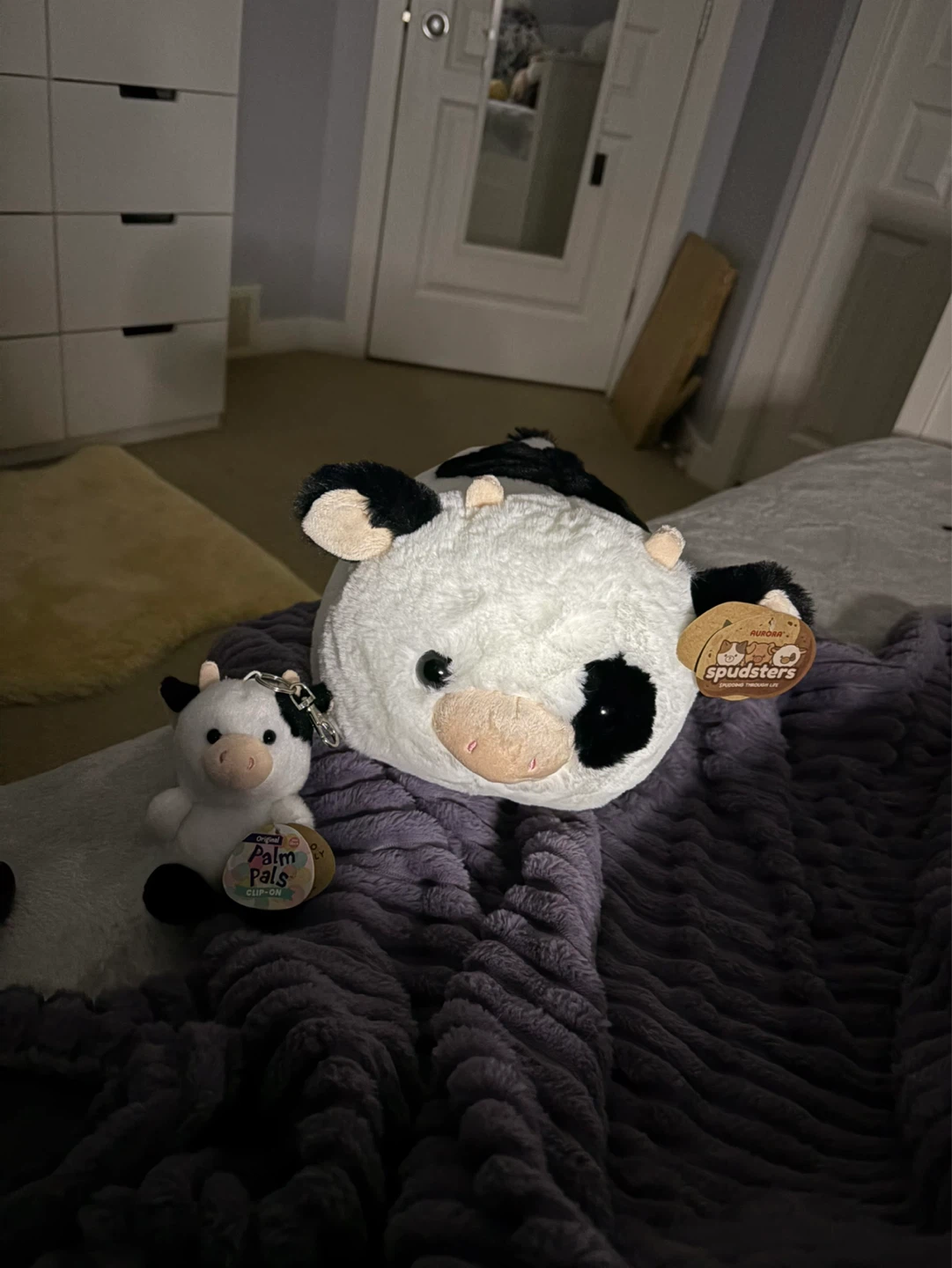 Aurora Spudsters Cow Plush & Palm Pals Clip-On