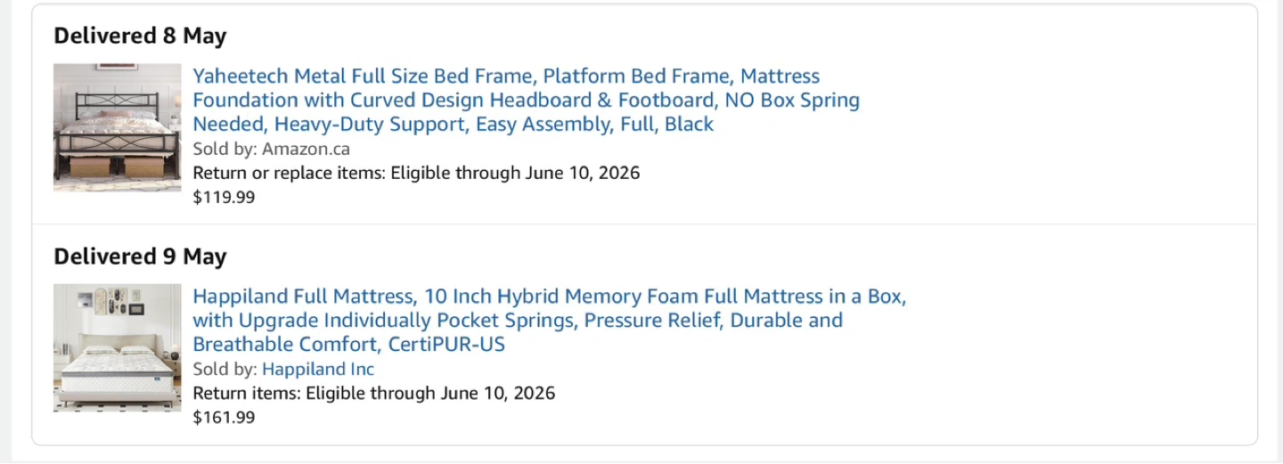 Full Size Bed Frame & Hybrid Memory Foam Mattress – Like New - photo 3