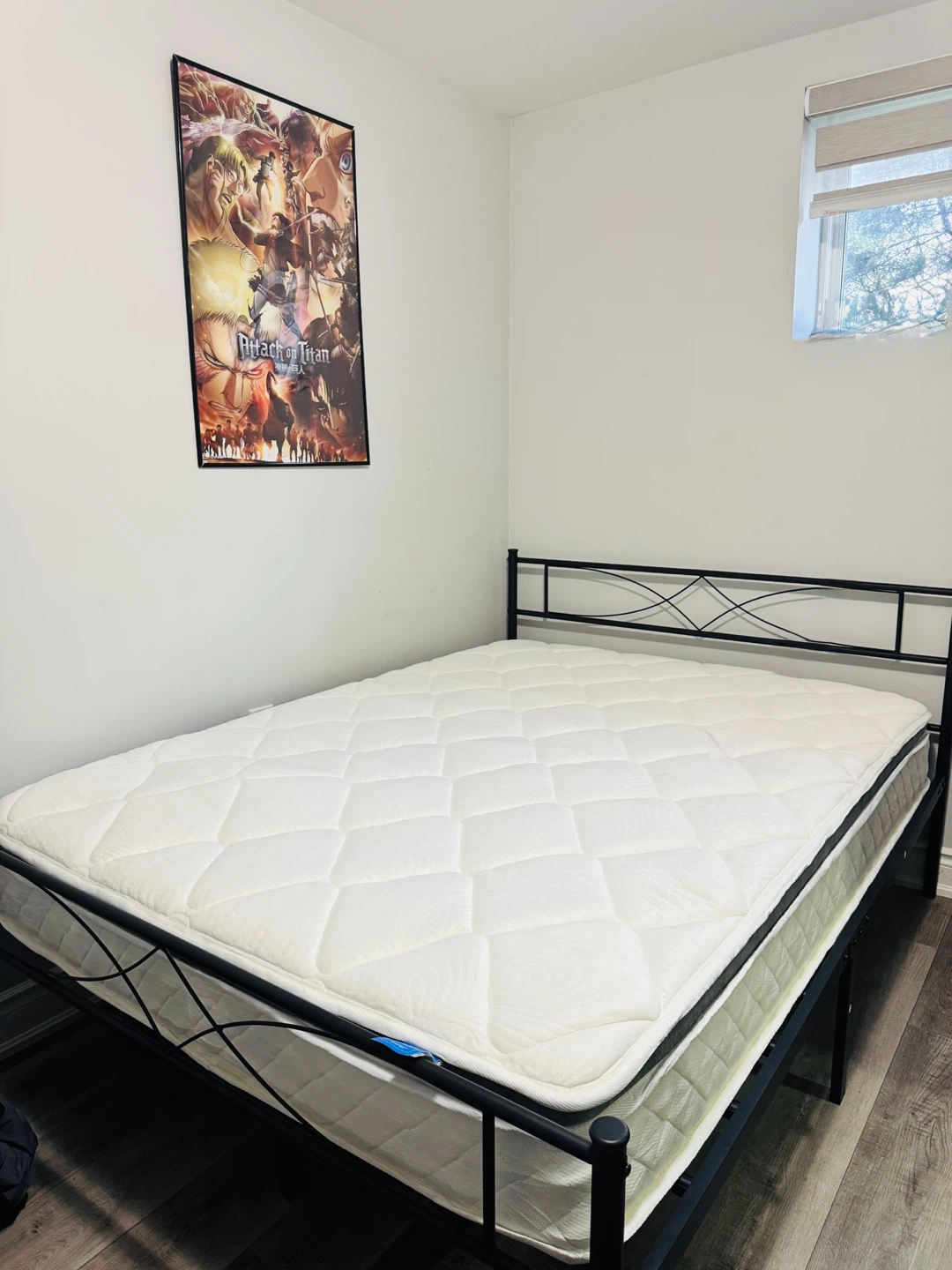 Full Size Bed Frame & Hybrid Memory Foam Mattress – Like New