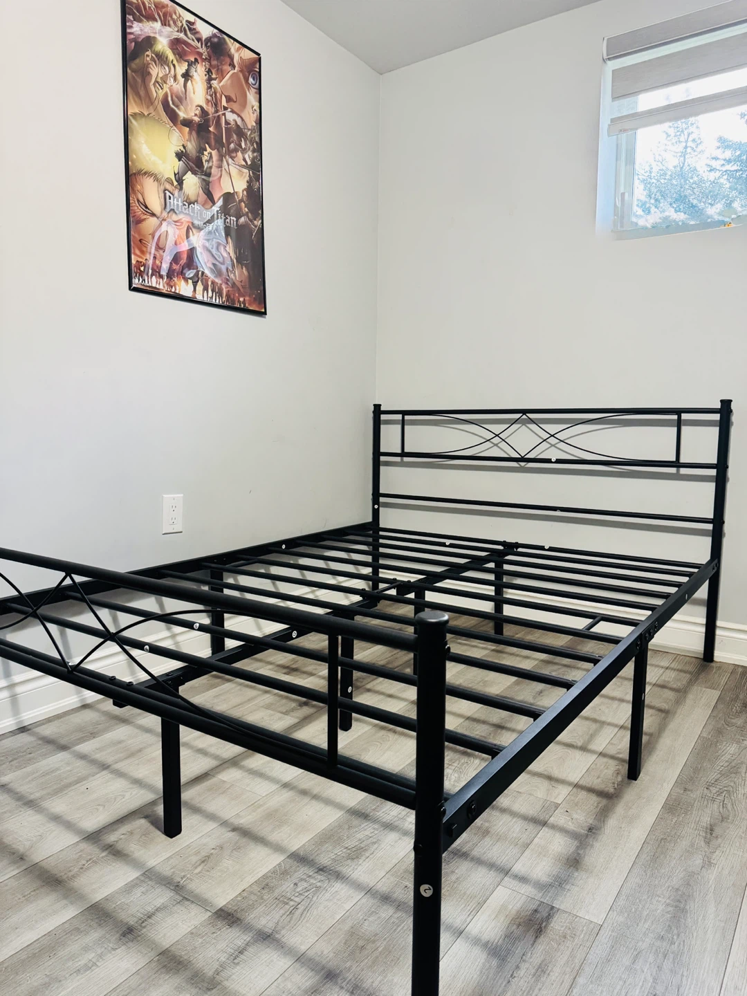 Full Size Bed Frame & Hybrid Memory Foam Mattress – Like New - photo 2