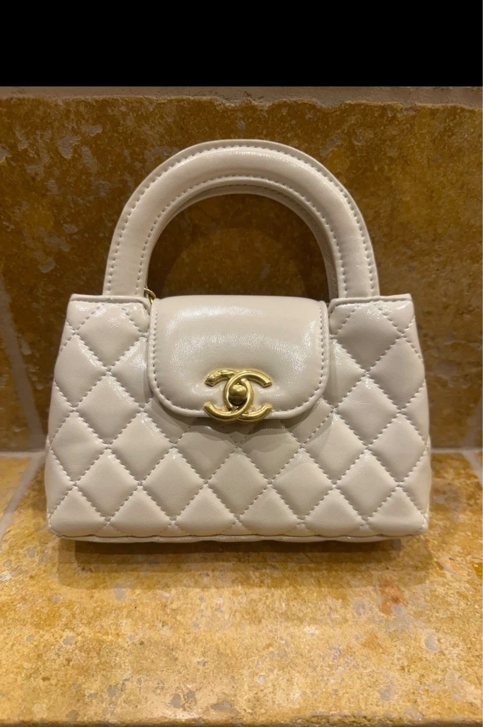 White Quilted Top Handle Bag - photo 2