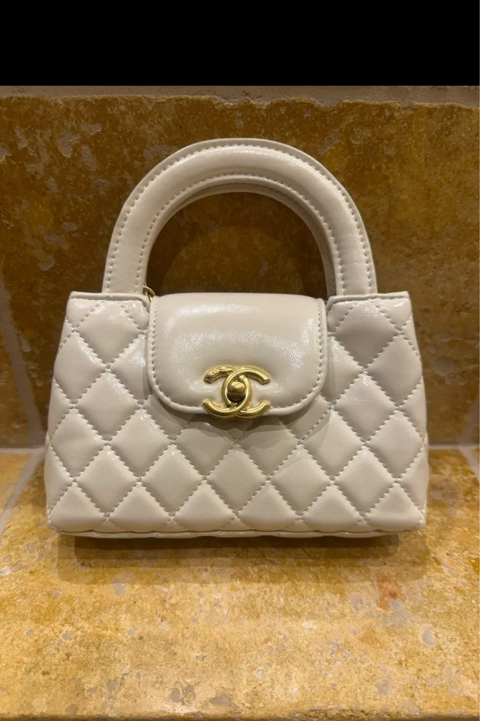 White Quilted Top Handle Bag - photo 2