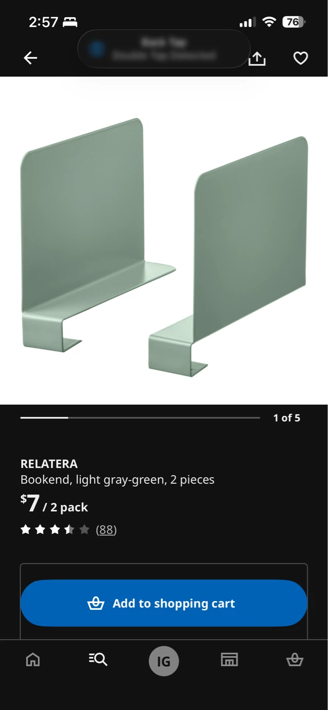 IKEA RELATERA Bookends - Light Gray-Green (2 Pack) without box - photo 4