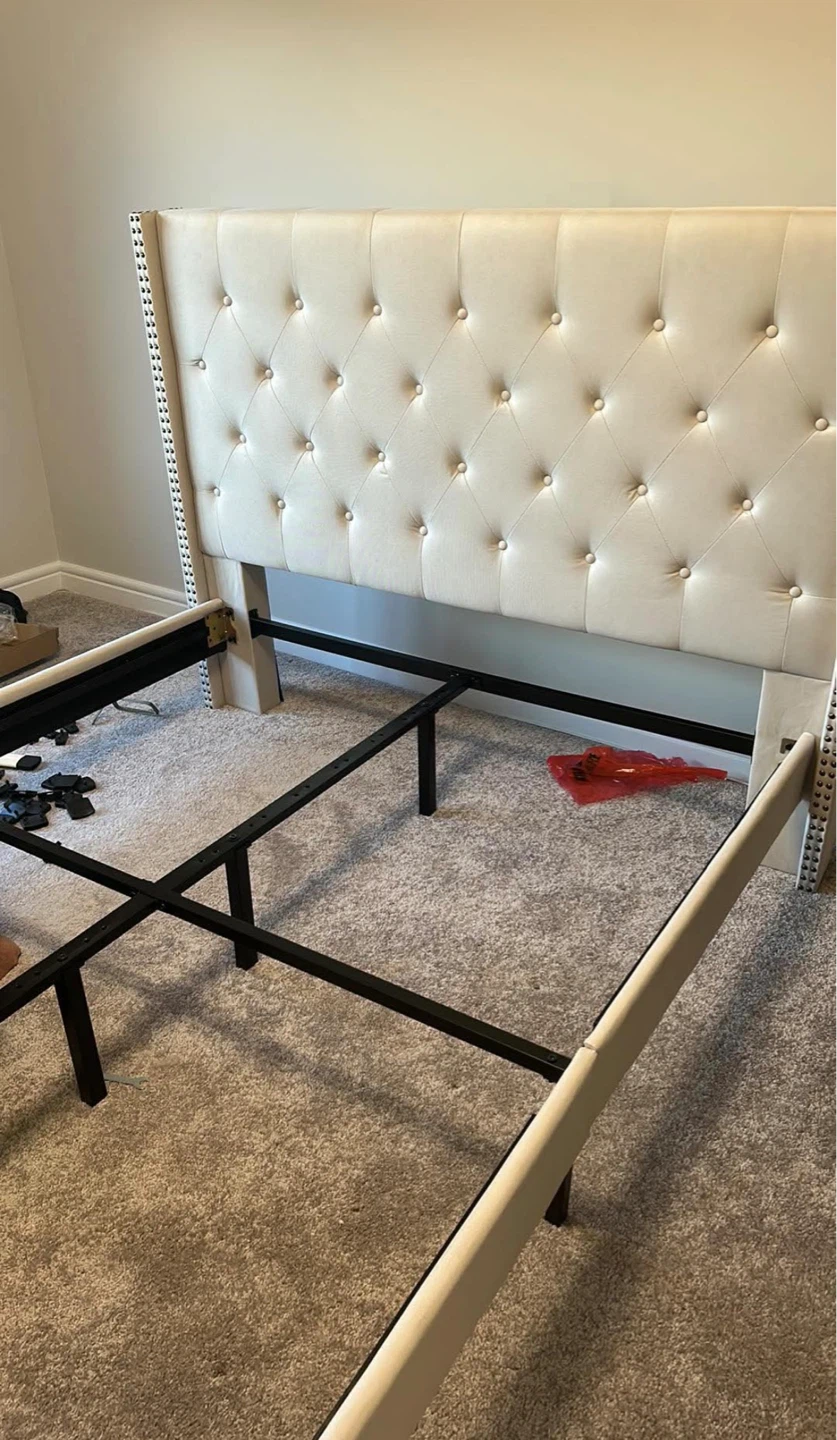 Tufted Upholstered Bed Frame with Mattress - photo 4