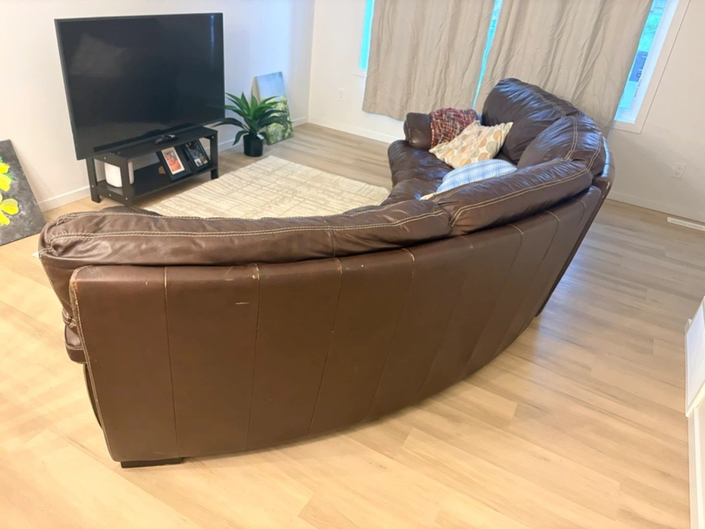 Brown Leather Sectional Sofa - photo 3