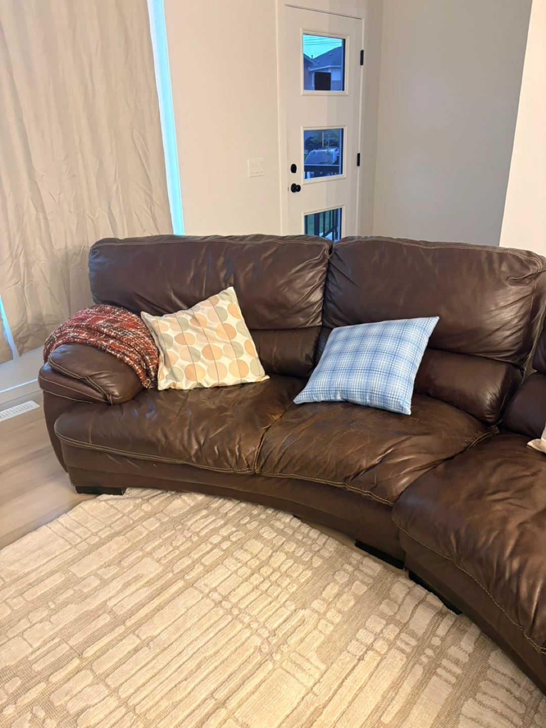 Brown Leather Sectional Sofa - photo 4