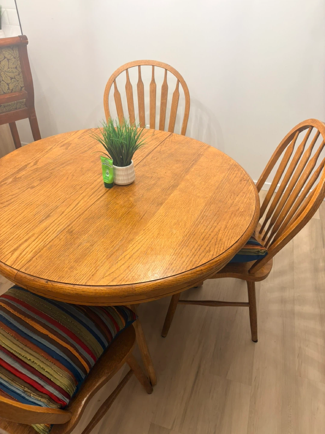 Solid Oak Dining Table + 3 Chairs