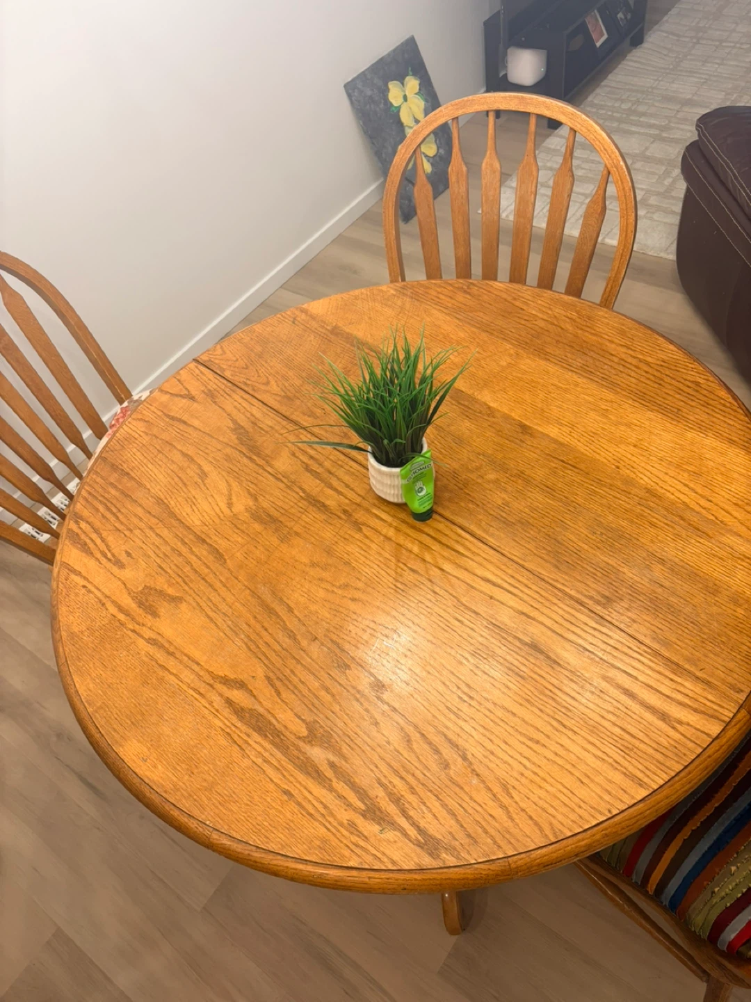 Solid Oak Dining Table + 3 Chairs - photo 3