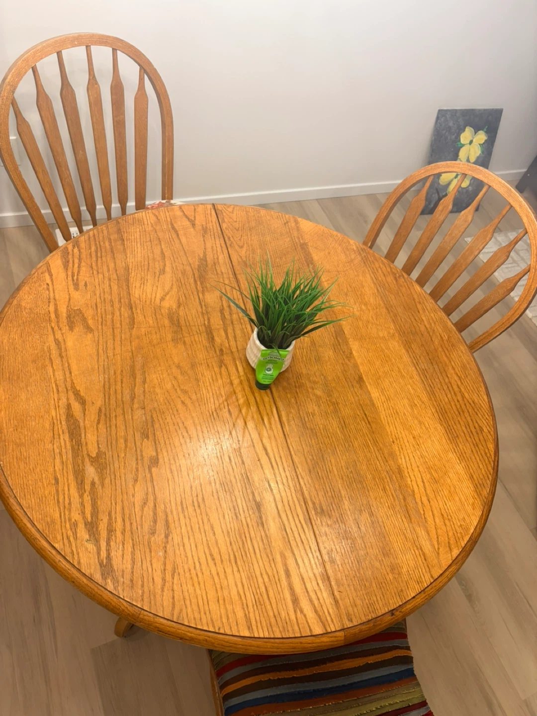 Solid Oak Dining Table + 3 Chairs - photo 2