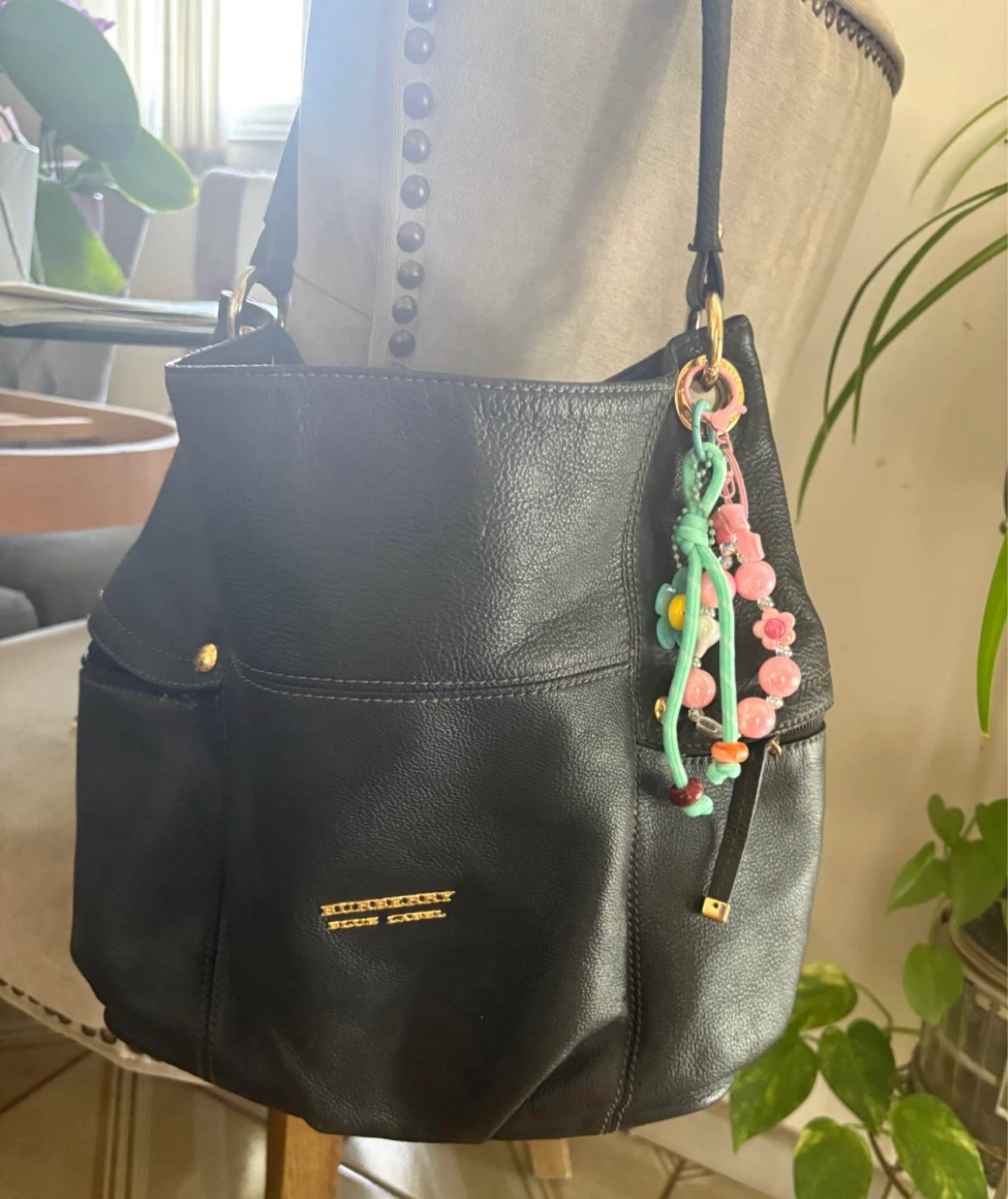 Authentic Burberry Blue Label Black Leather Hobo Bag - photo 2