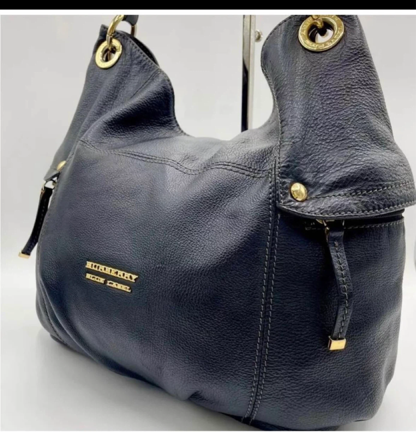 Authentic Burberry Blue Label Black Leather Hobo Bag - photo 4
