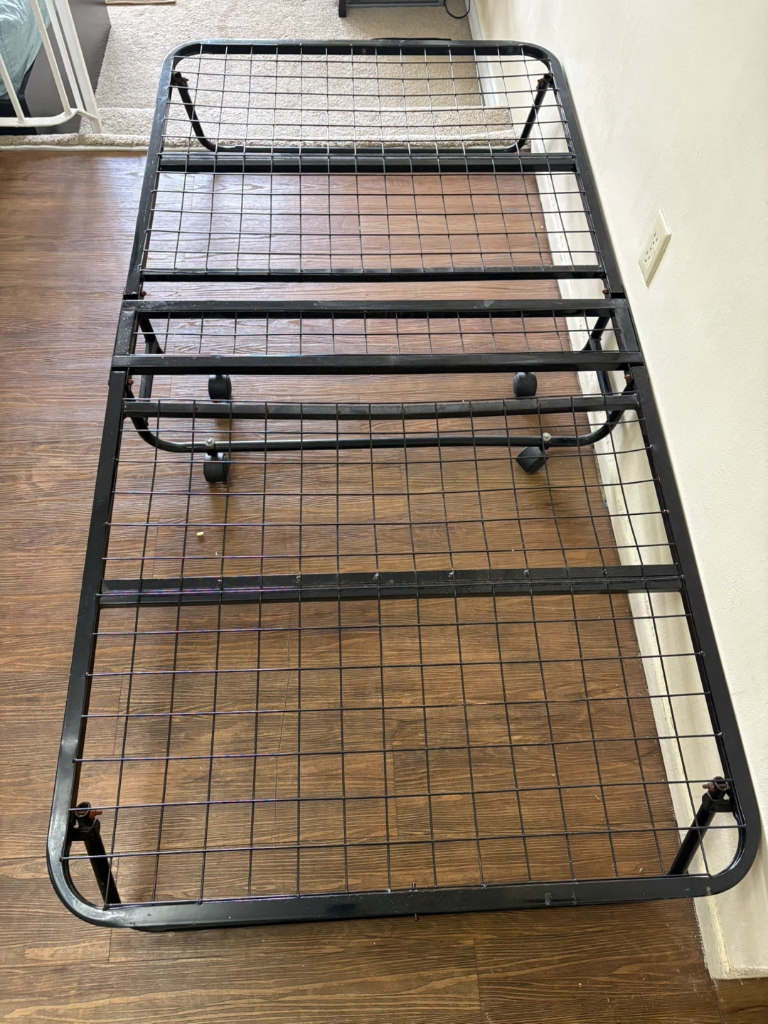 Twin size Folding Bed Frame with Wheels - photo 2