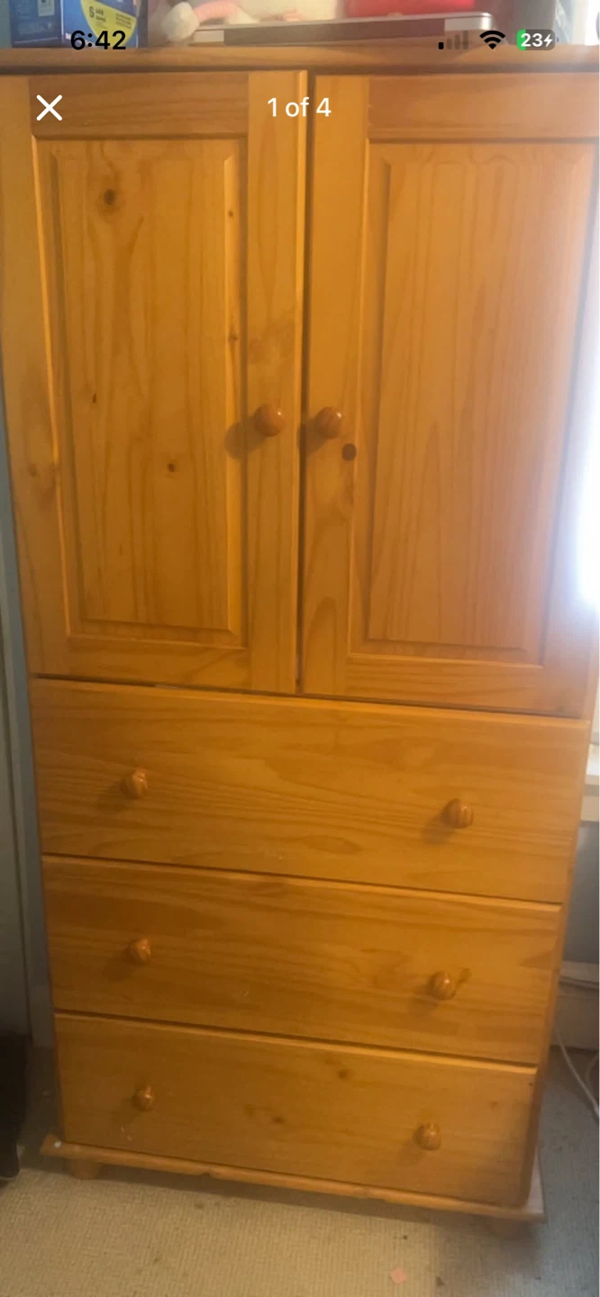 Wooden Wardrobe with Drawers