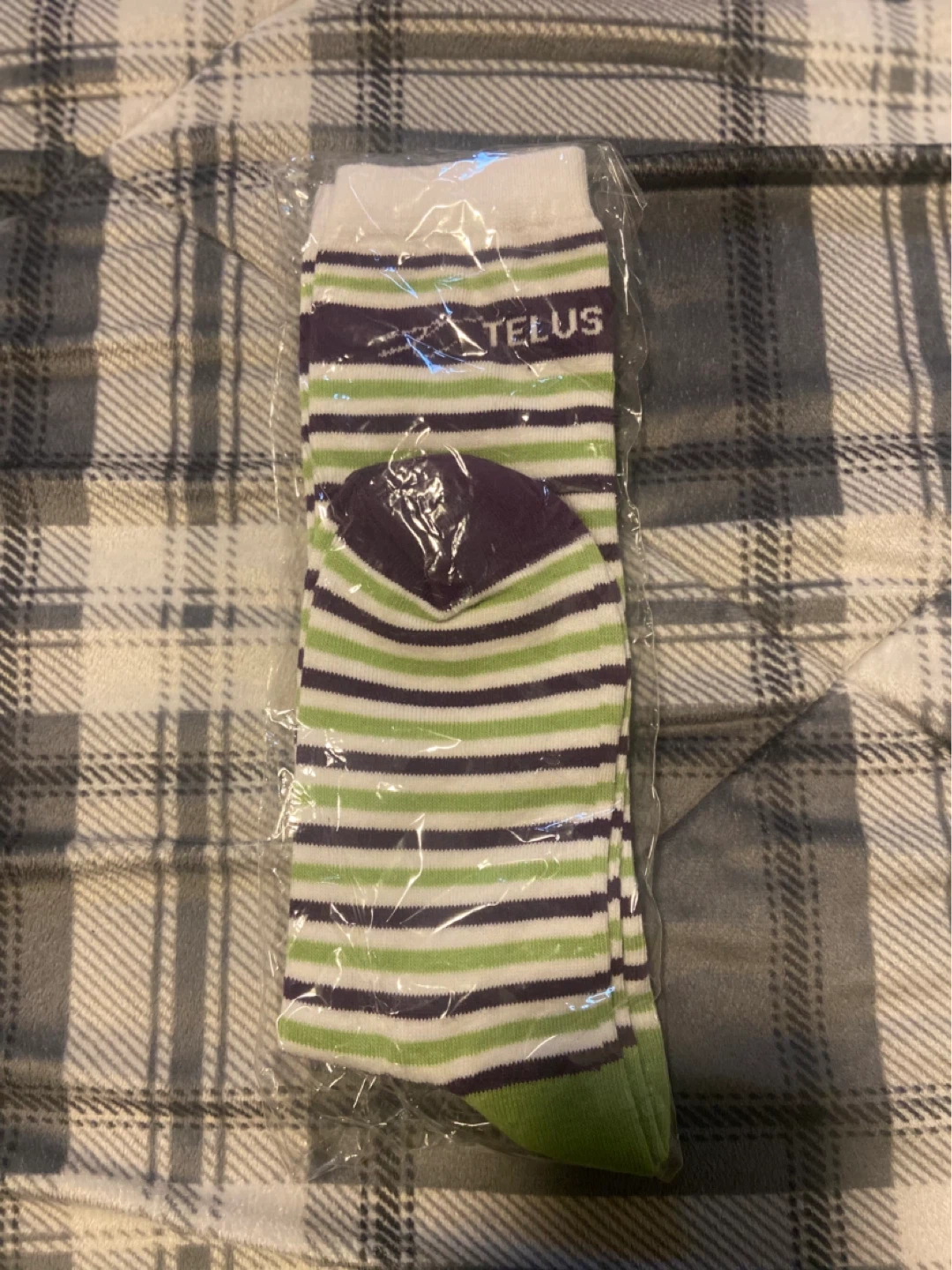 Telus Green Striped Socks New - photo 2