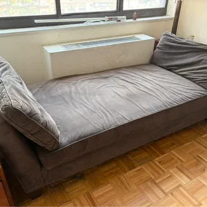 Brown Velvet Chaise Lounge Sofa