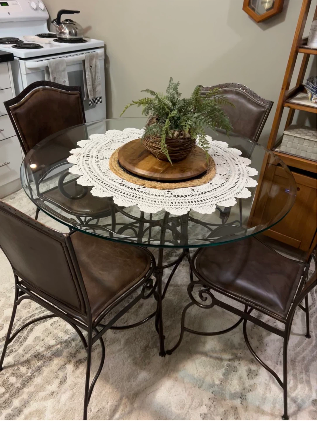 Glass Top Dining Table with 4 Chairs