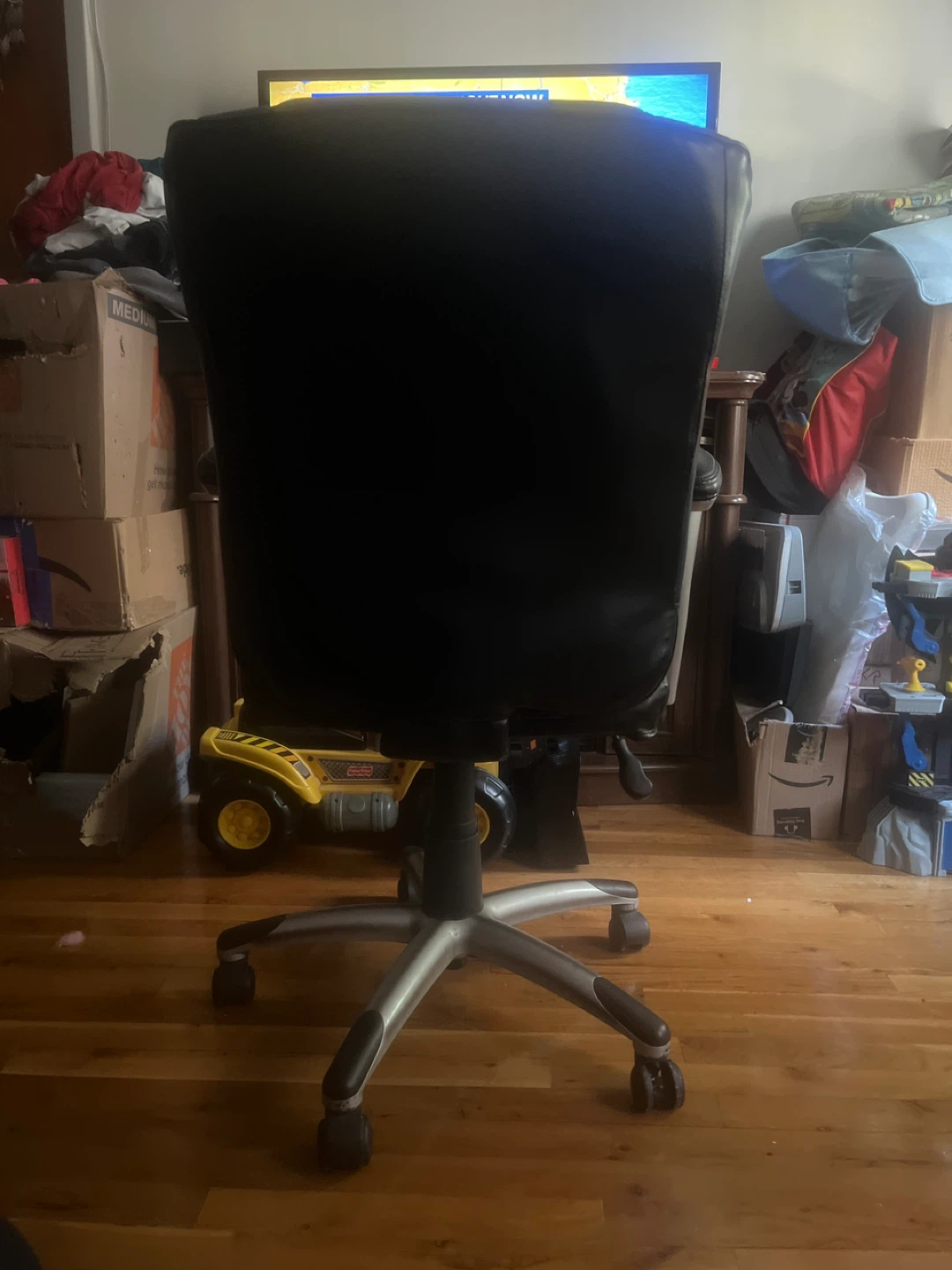 Black Faux Leather Office Chair - photo 5