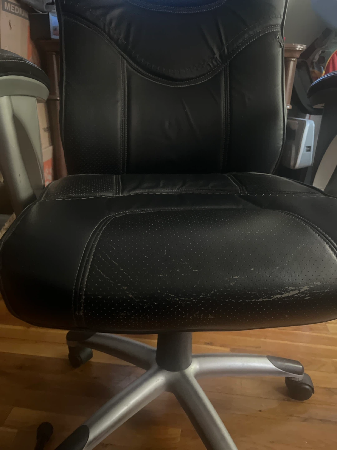 Black Faux Leather Office Chair