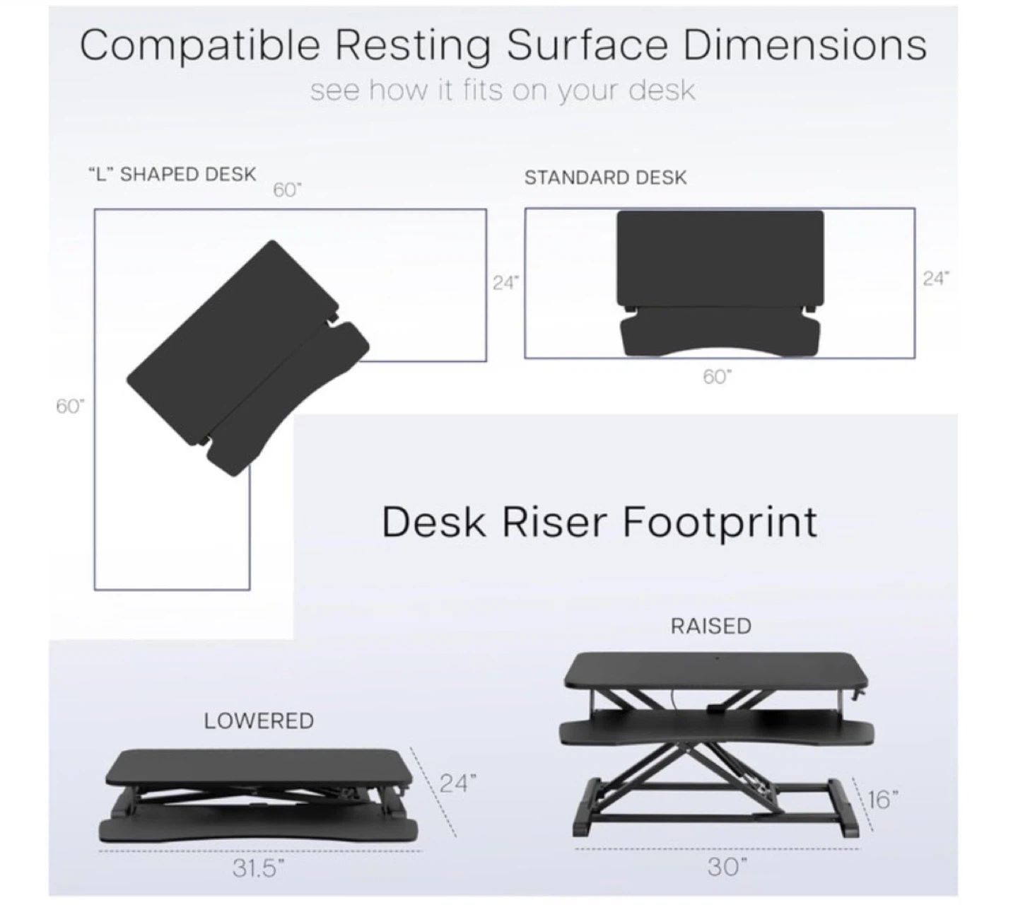 Height Adjustable Sit to Stand Desk Riser - photo 4