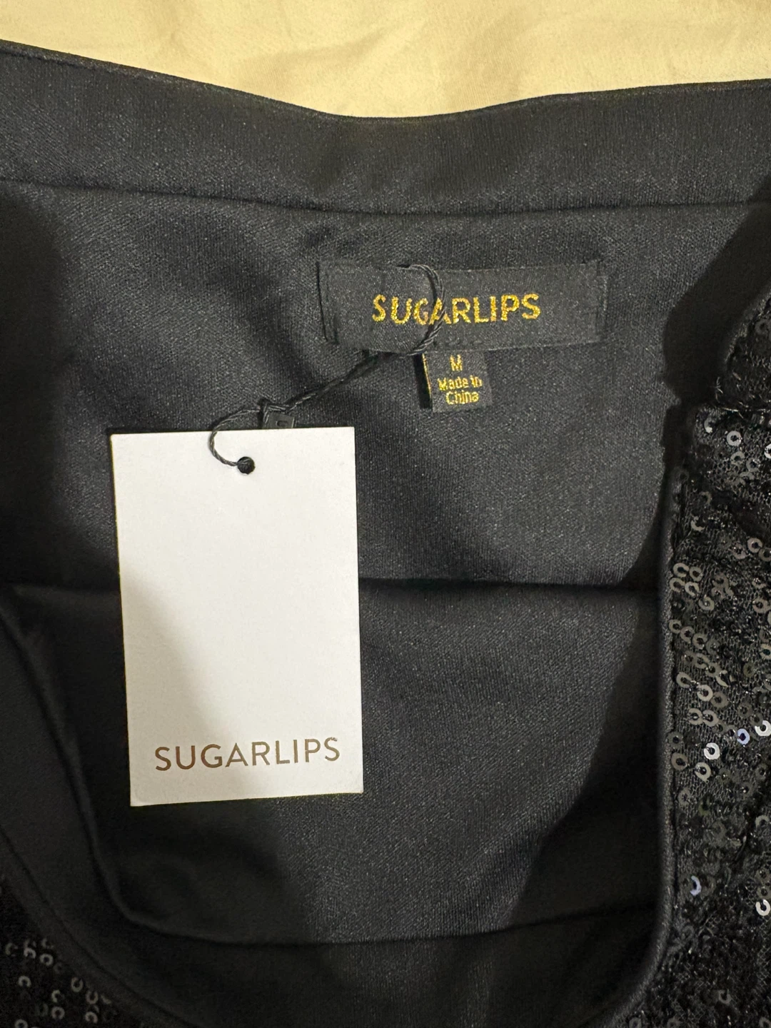 SUGARLIPS Black Sequin Midi Skirt with Slit - Size M - photo 5