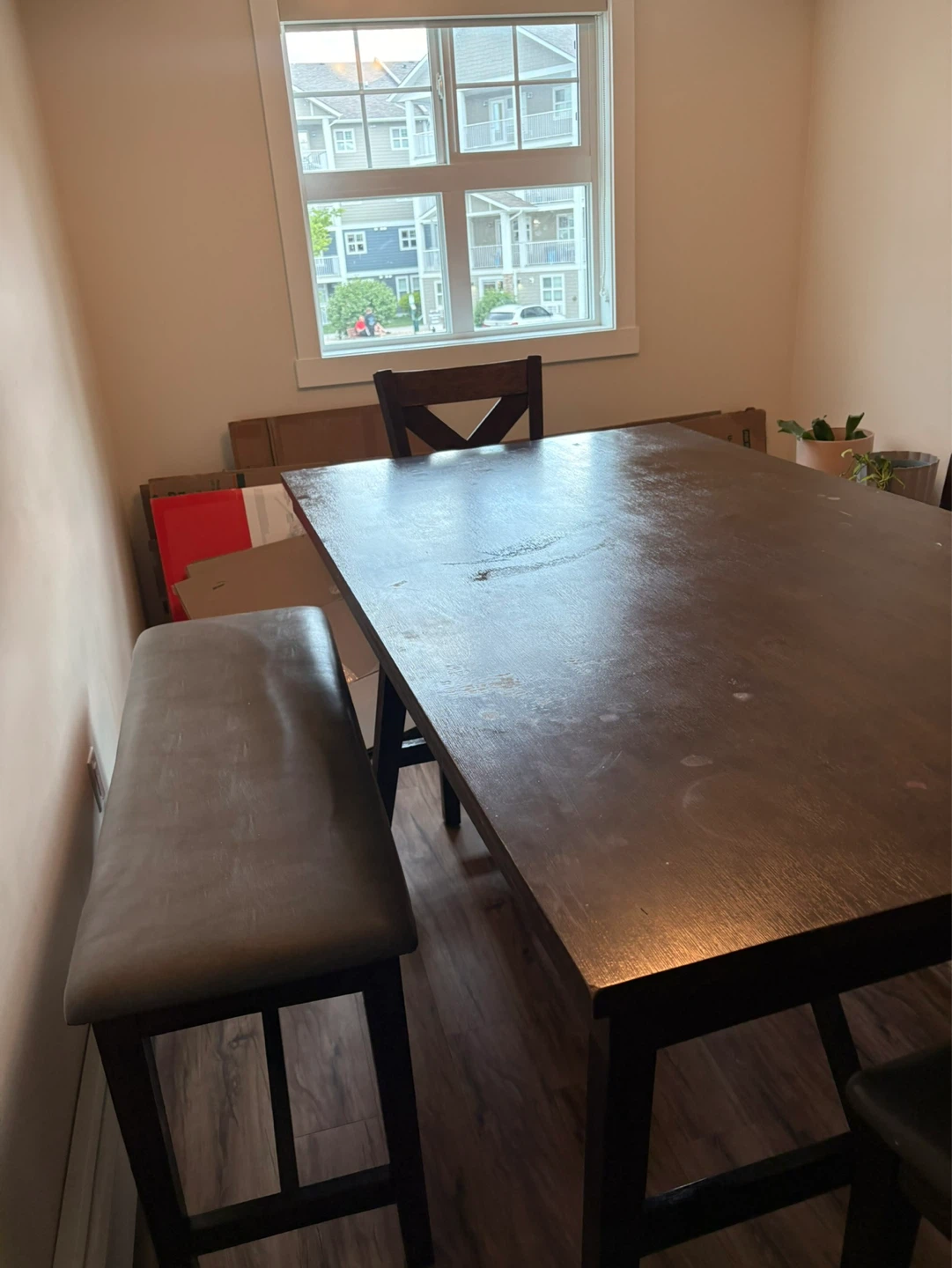 Dark Wood Dining Table Set with Bench and Chairs - photo 3