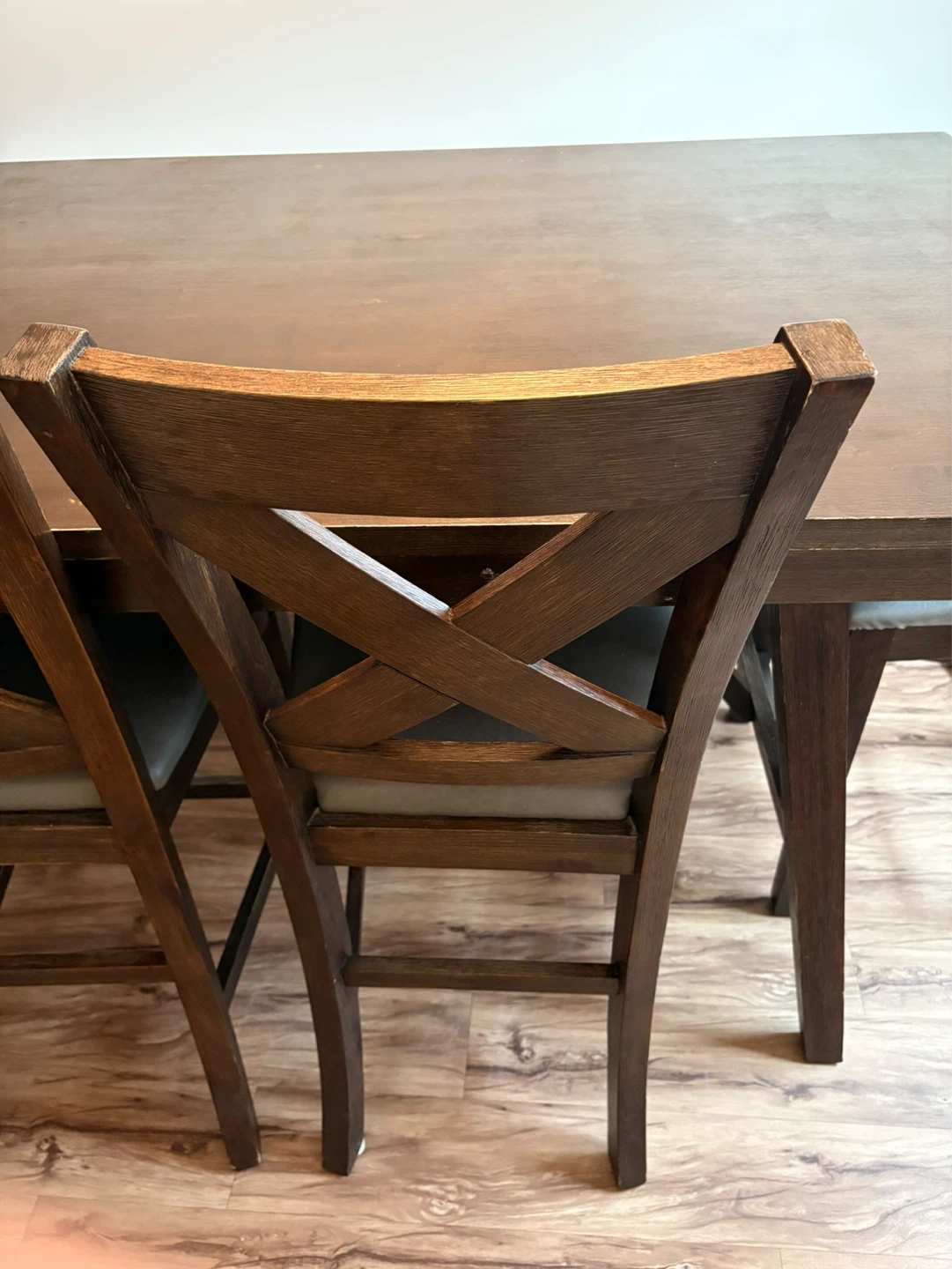 Dark Wood Dining Table Set with Bench and Chairs - photo 4