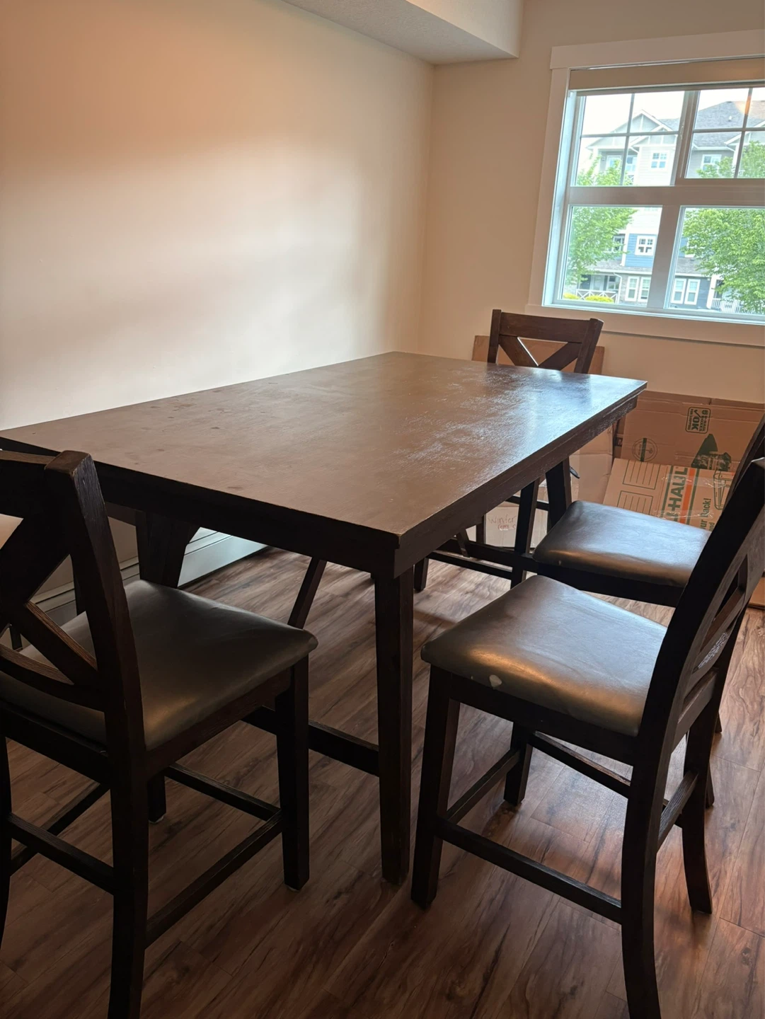 Dark Wood Dining Table Set with Bench and Chairs - photo 2