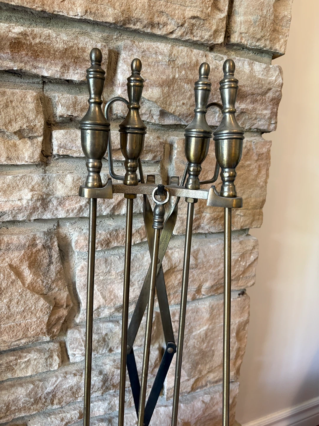 Vintage Brass Fireplace Tool Set with Bellows