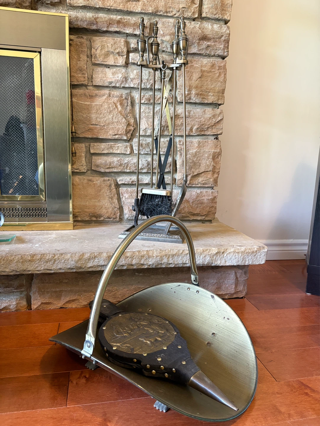 Vintage Brass Fireplace Tool Set with Bellows - photo 5