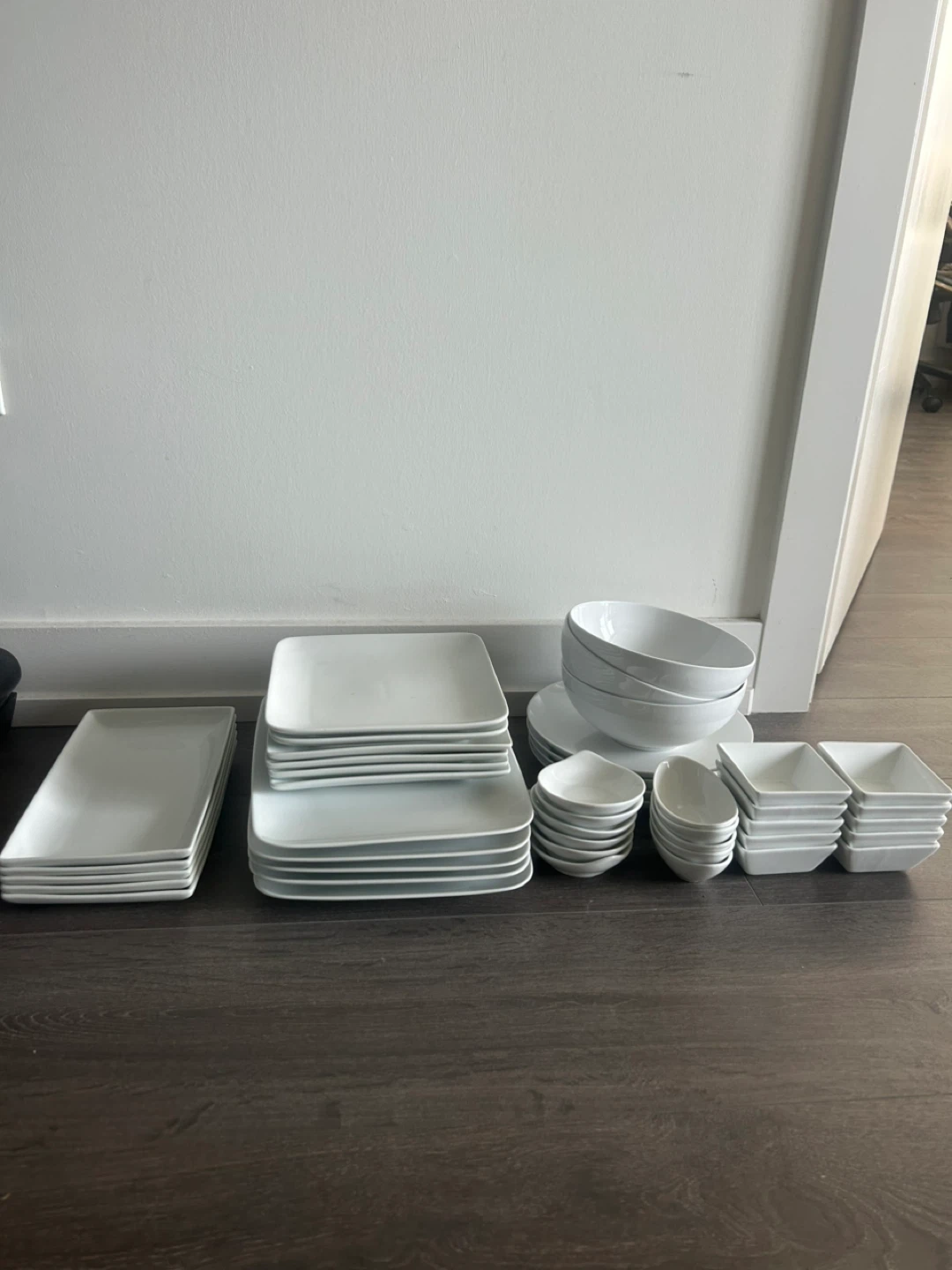 Crate & Barrel White Ceramic Dinnerware Set