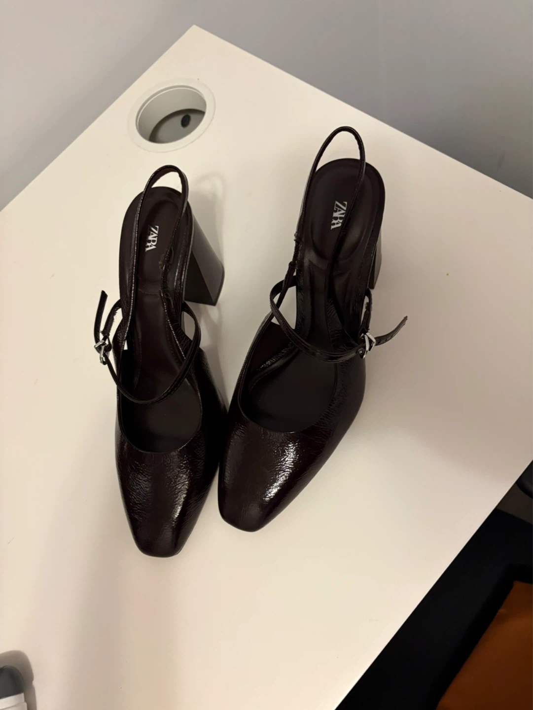 ZARA Slingback Heels - Dark Burgundy - photo 3