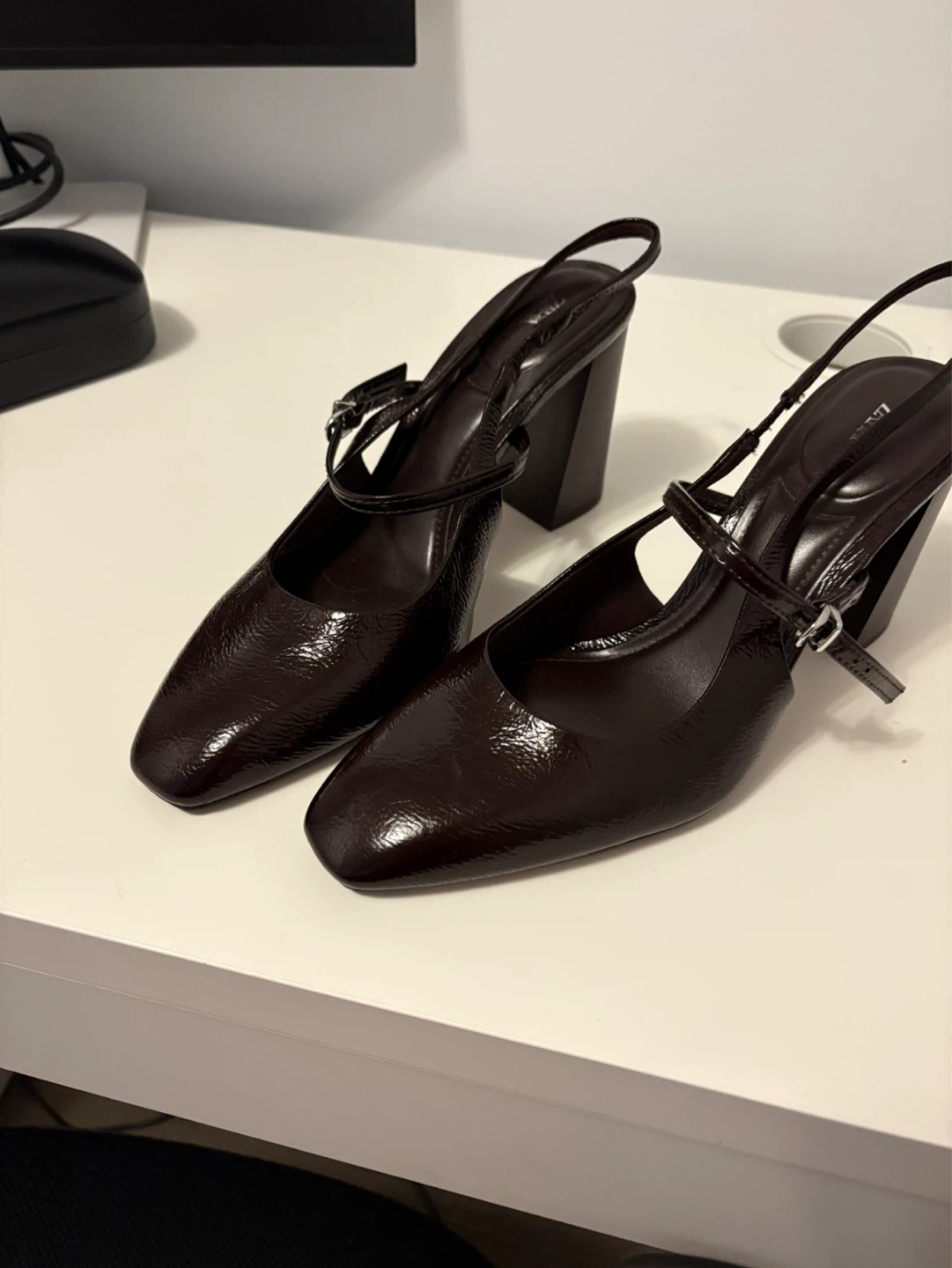 ZARA Slingback Heels - Dark Burgundy - photo 2
