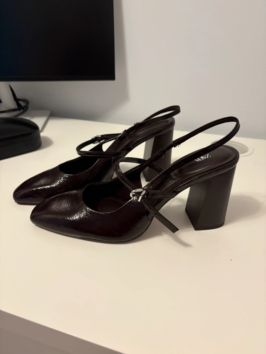 ZARA Slingback Heels - Dark Burgundy