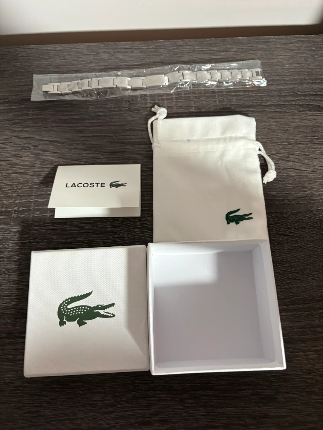 Lacoste Silver Tone Link Bracelet with Box