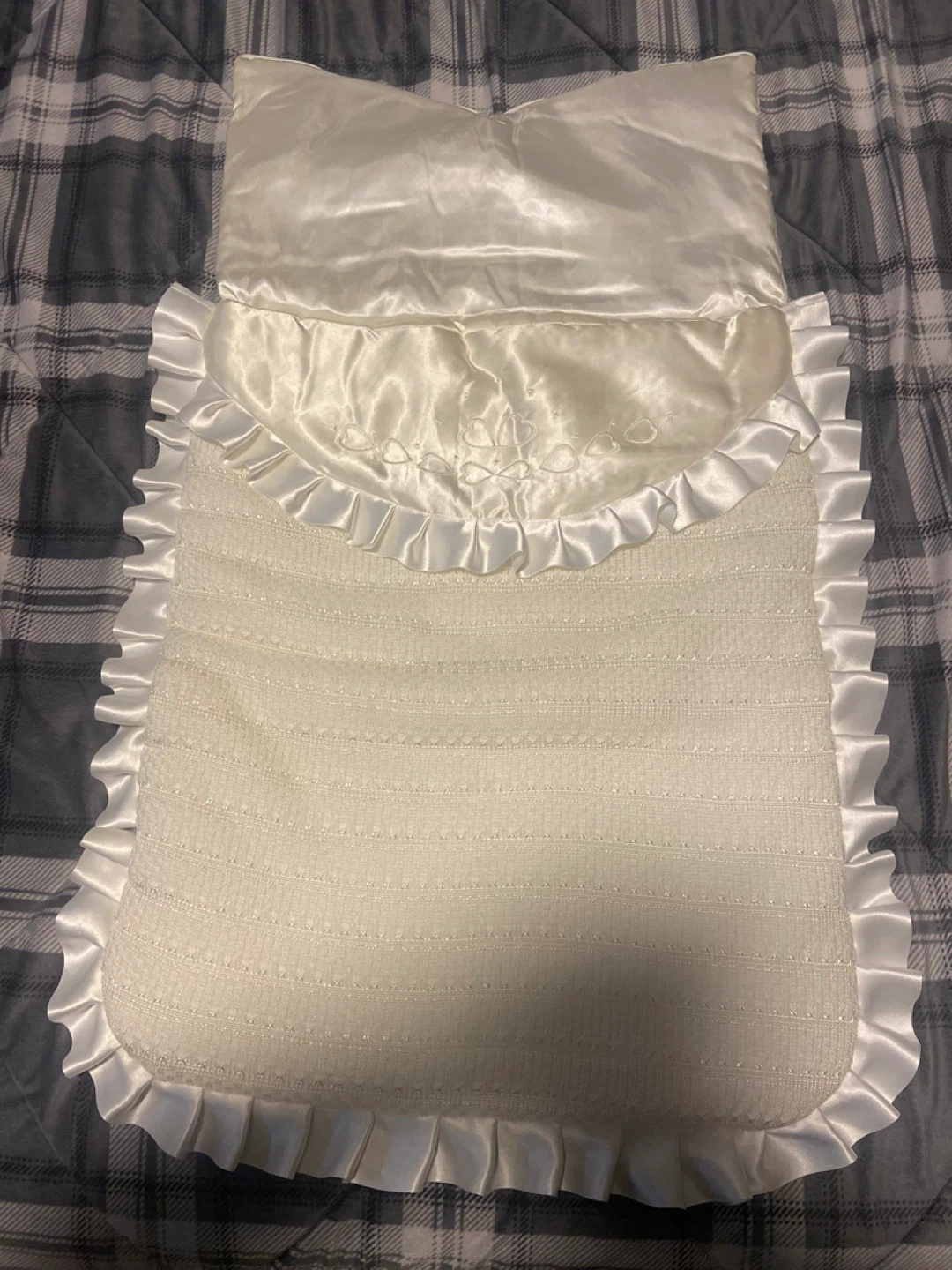 White Baby Bunting Bag with Ruffles - photo 2