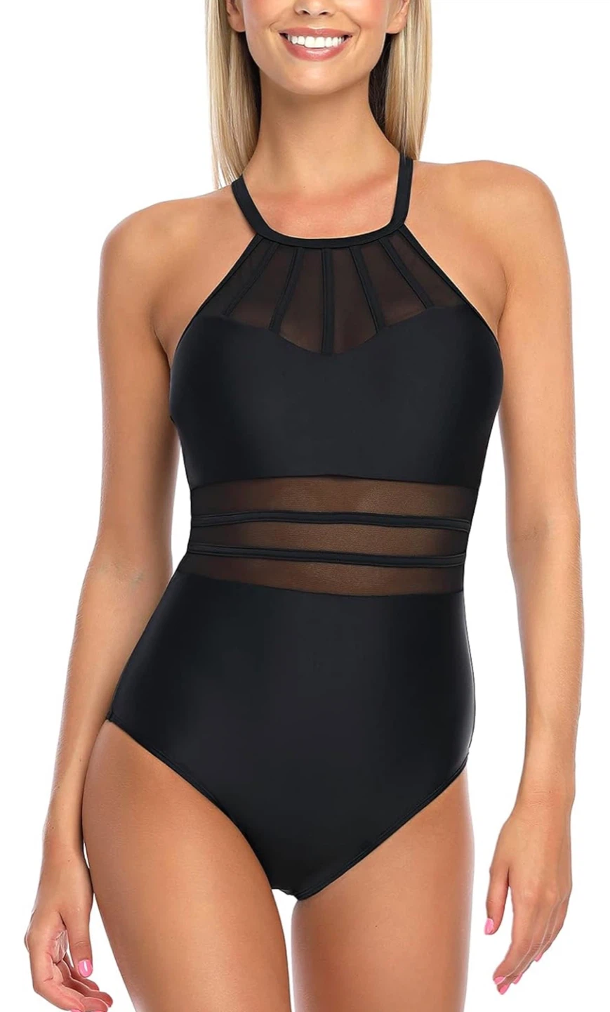 RELLECIGA Black One-Piece Swimsuit with Mesh Accents - photo 3