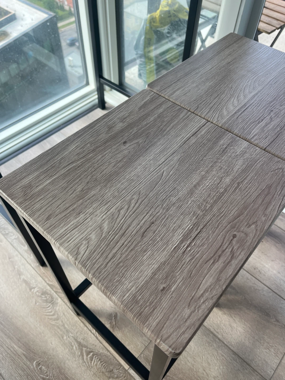 Wood and Metal Bar Dining Table Set with Two Stools - photo 4