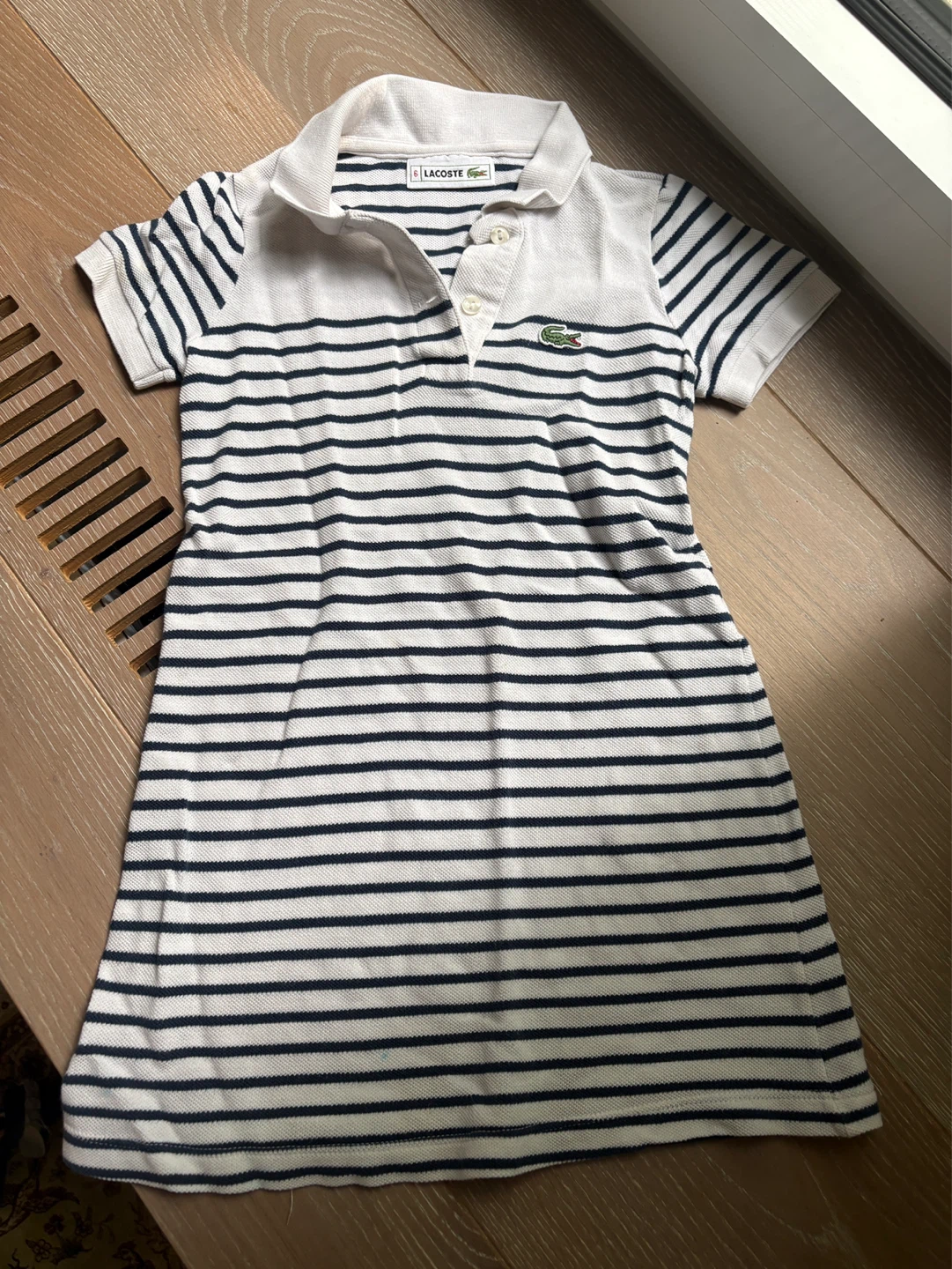 Kids Lacoste Striped Polo Dress Size 4